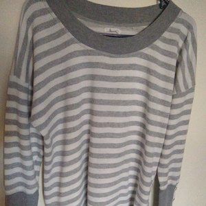 Maurices Gray & White French Terry Striped Tunic